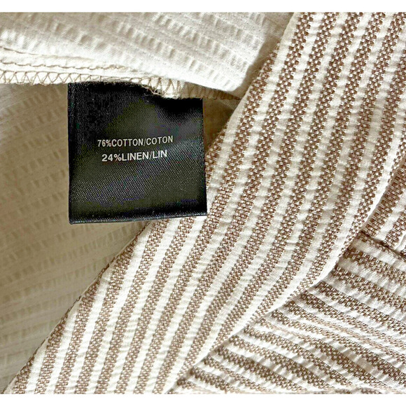 New Lafayette 148 Cotton Linen Textured Neutral Stripe Cropped Dress Pants 10 - Picture 9 of 10